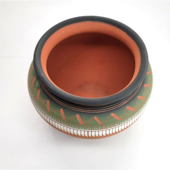 Native American Navajo Vase Pot by C. Buralli Terra Cotta Multi-Color 1996 DH606 - Picture 6 of 15